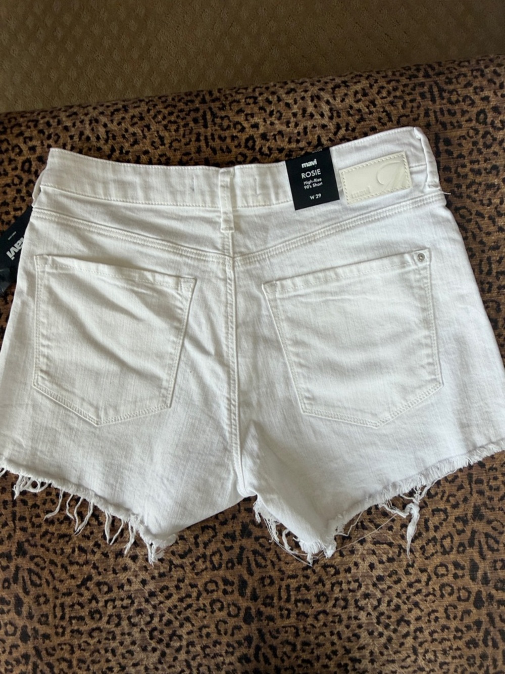 Mavi White Raw-Hem High-Rise Denim Shorts
